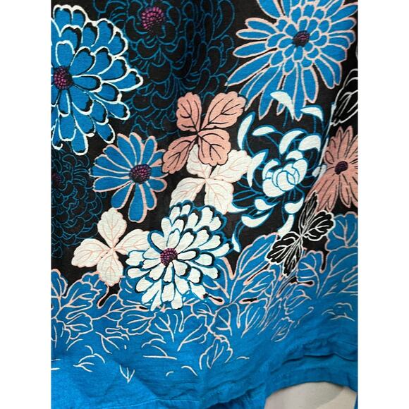 LOFT ladies medium semi sheer‎ floral long sleeve Black/Blue - Picture 7 of 7